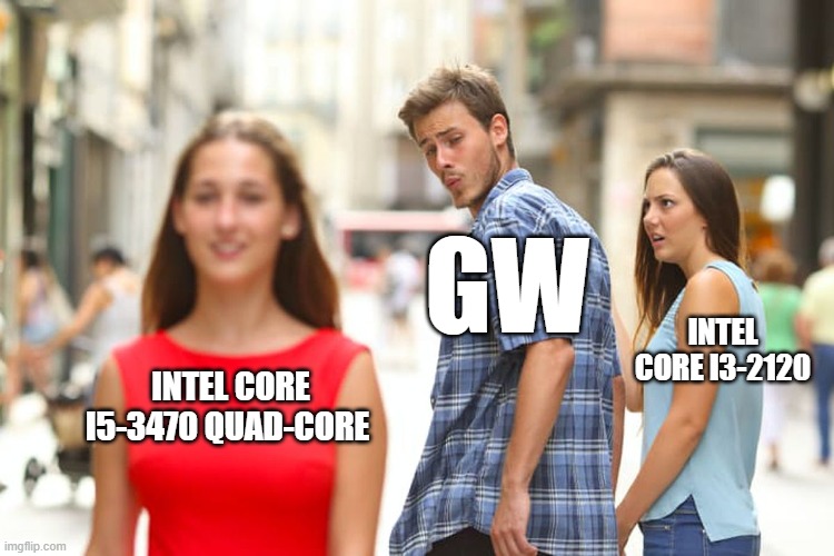 Meme Distracted Boyfriend Hardware Upgrade